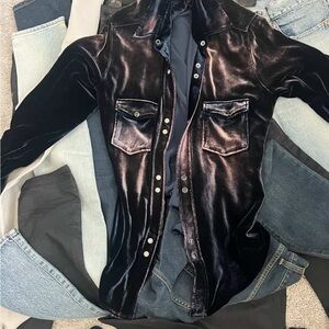 Saint Laurent Black Velvet Dress Shirt